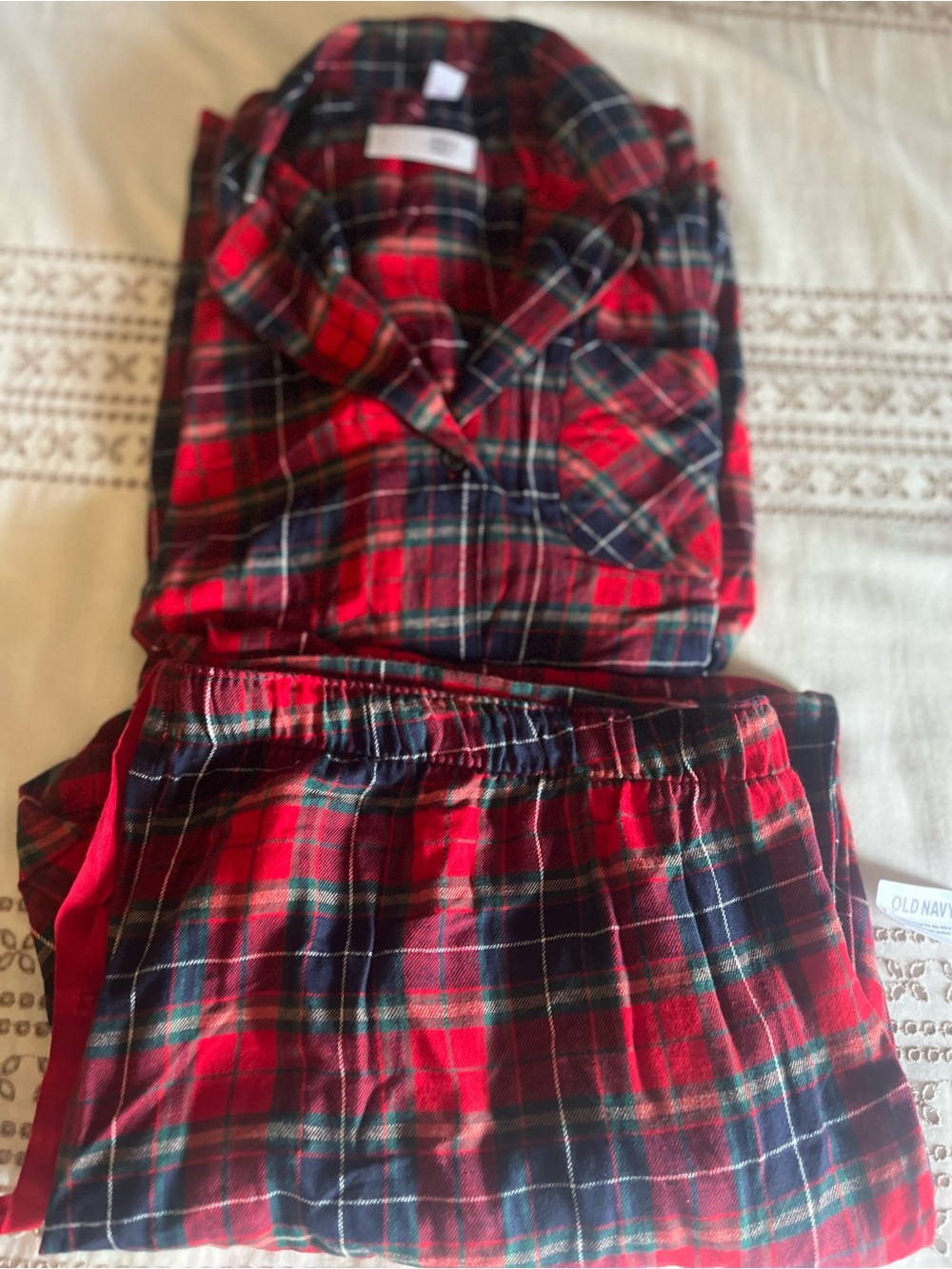 Old Navy Red & Navy Plaid Women's Pajama Set